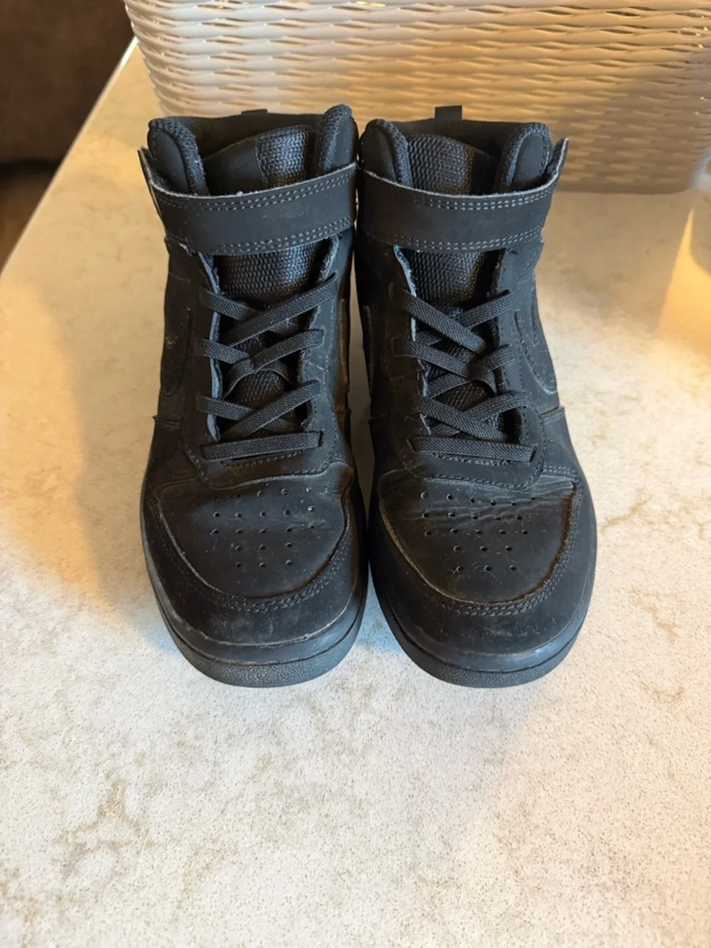 Nike Kids Youth 3Y Black High-Top Sneakers with Strap